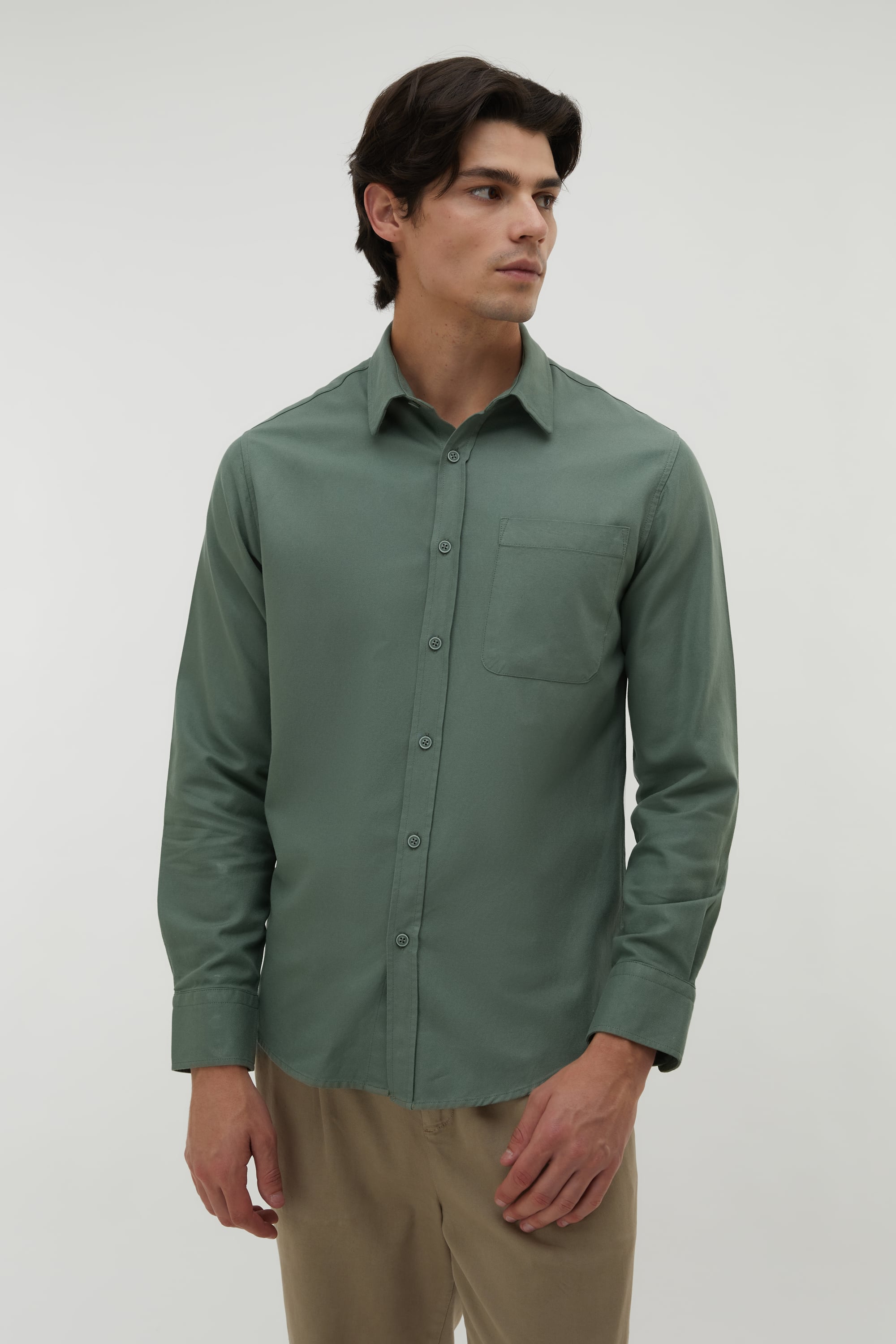 REGULAR FIT TEK CEPLİ UZUN KOLLU GÖMLEK