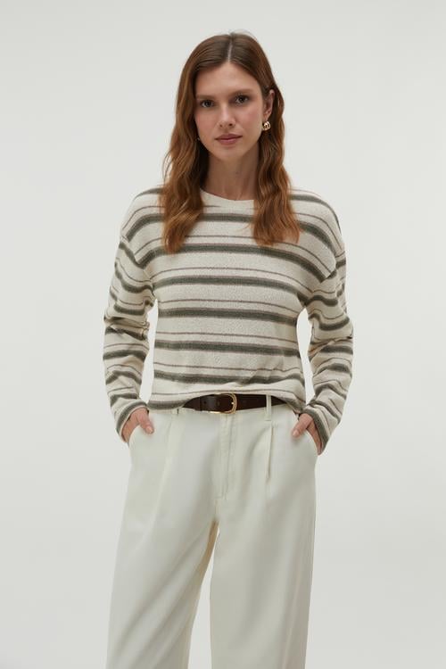  ÇİZGİLİ LOOSE FIT KAZAK