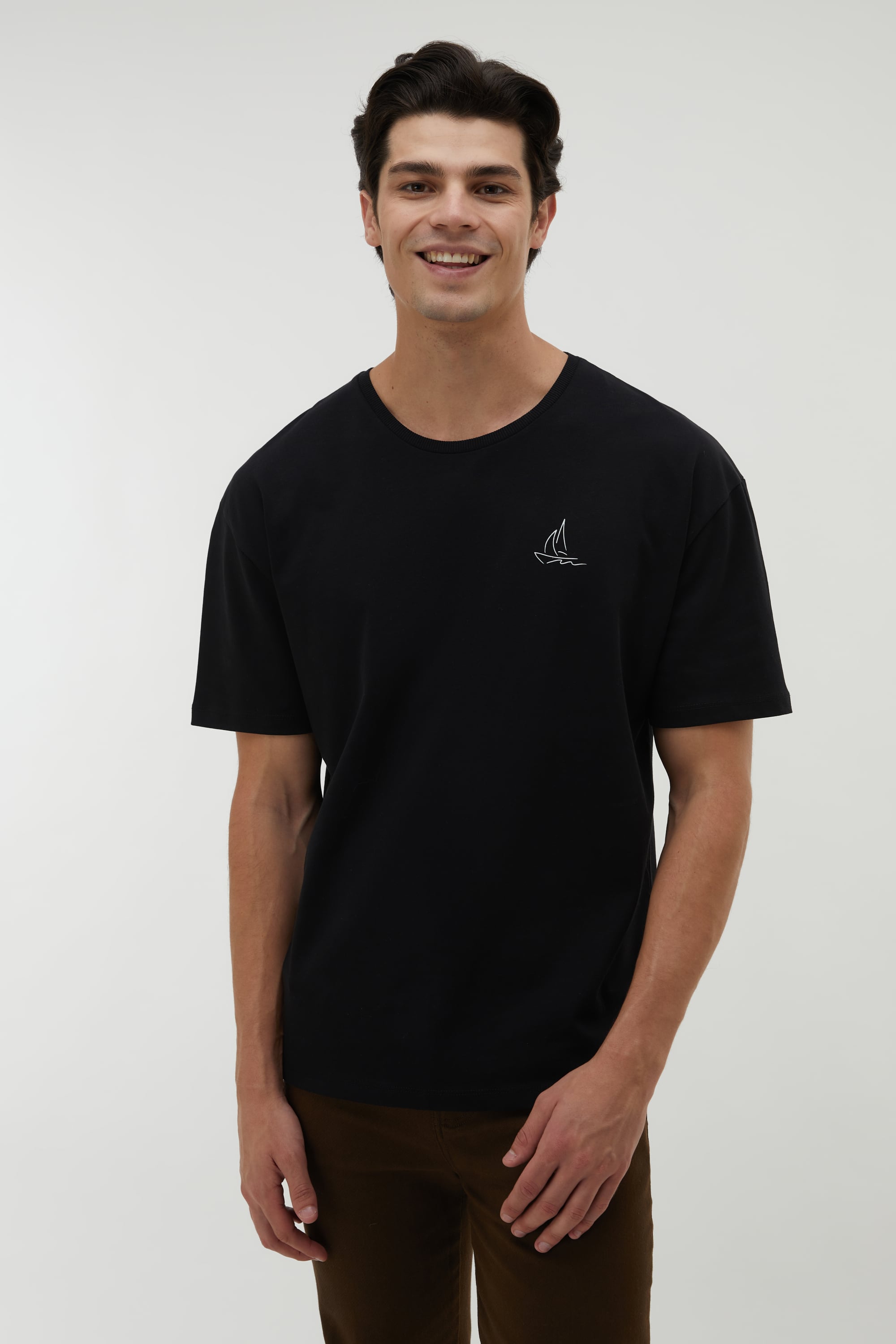 MARİN BASKILI BİSİKLET YAKA OVERSIZE T-SHIRT