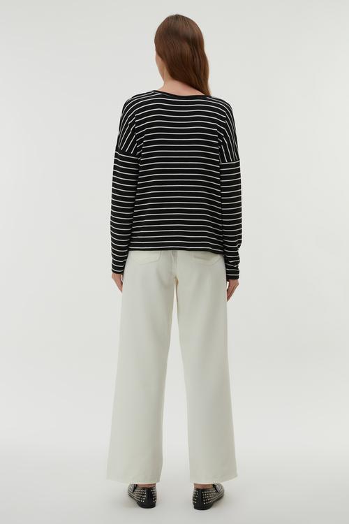  ÇİZGİLİ BİSİKLET YAKA KAZAK