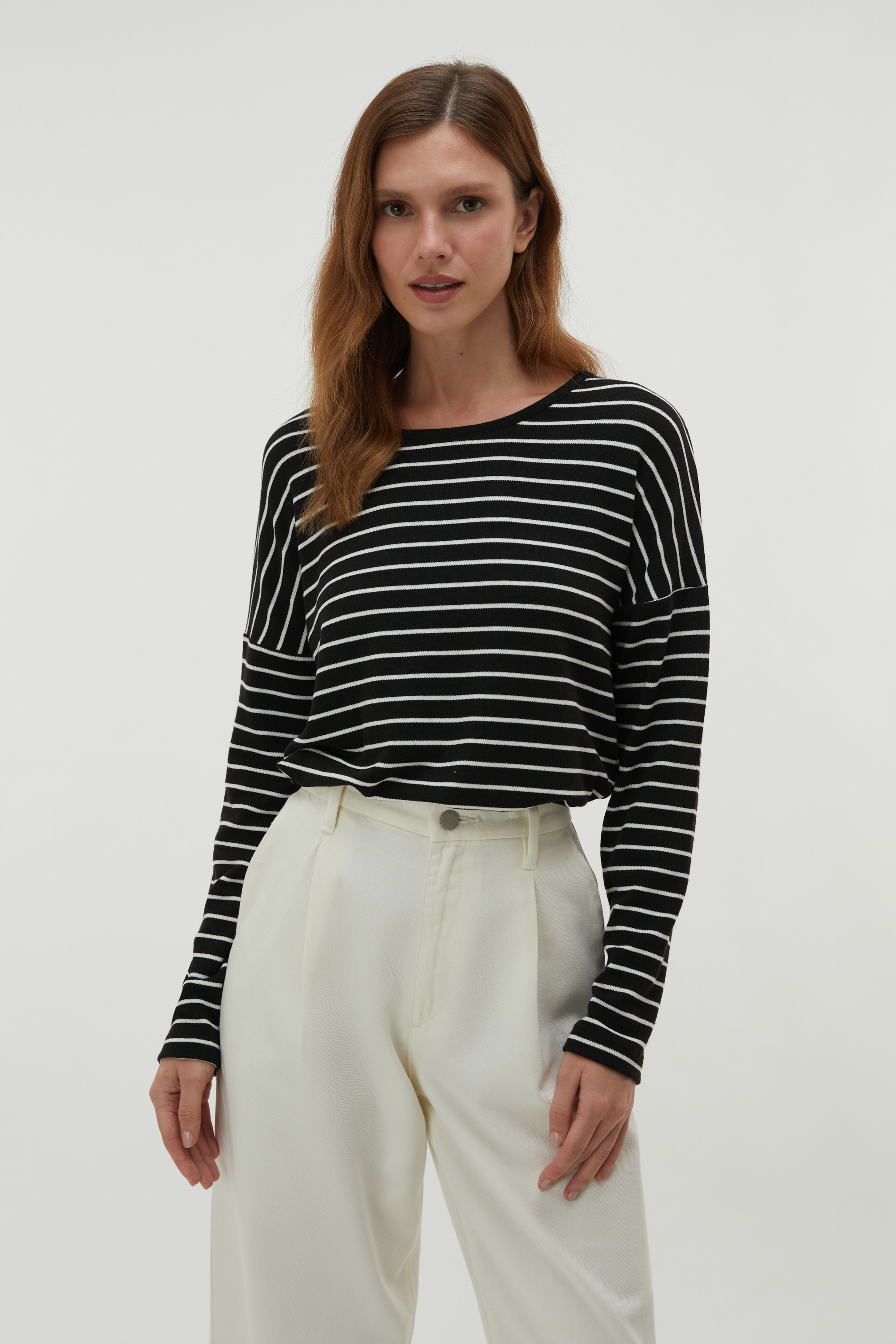 ÇİZGİLİ BİSİKLET YAKA KAZAK