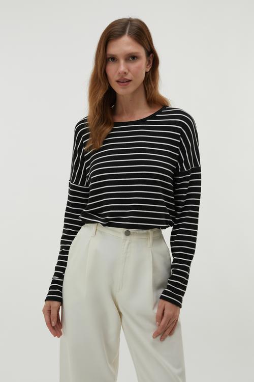  ÇİZGİLİ BİSİKLET YAKA KAZAK