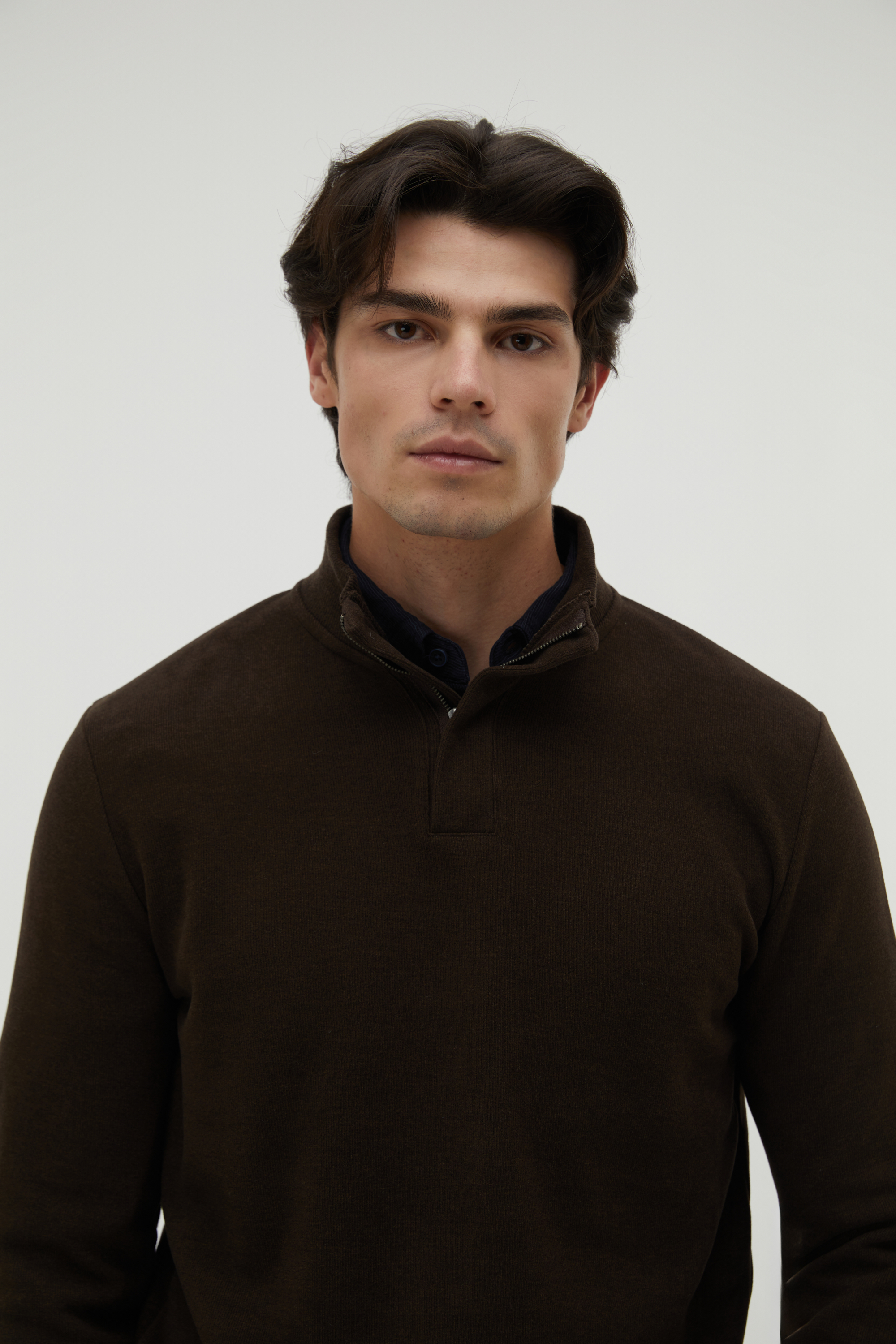 DİK YAKA ÖRME SWEATSHIRT