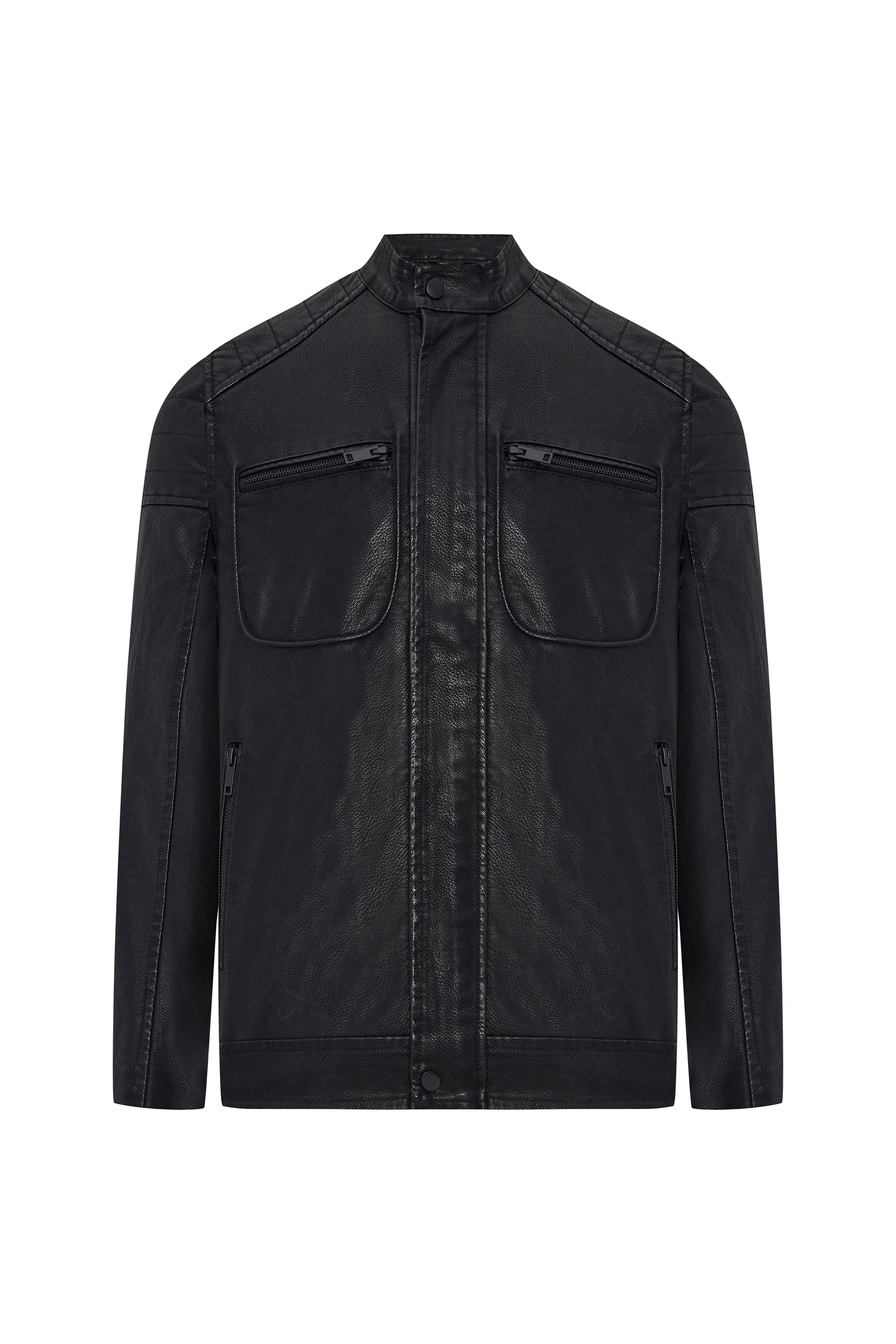 DERİ GÖRÜNÜMLÜ CASUAL CEKET