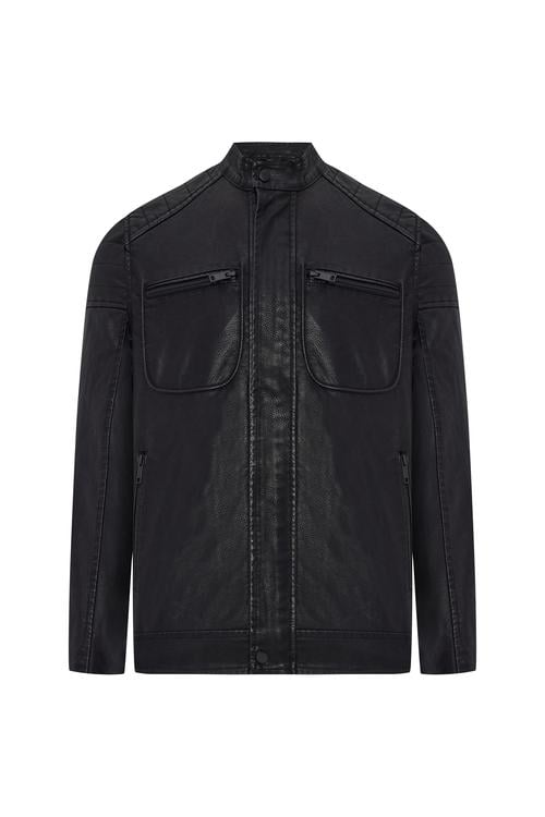  DERİ GÖRÜNÜMLÜ CASUAL CEKET