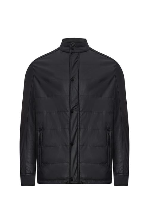  DERİ GÖRÜNÜMLÜ KAPİTONELİ CASUAL CEKET