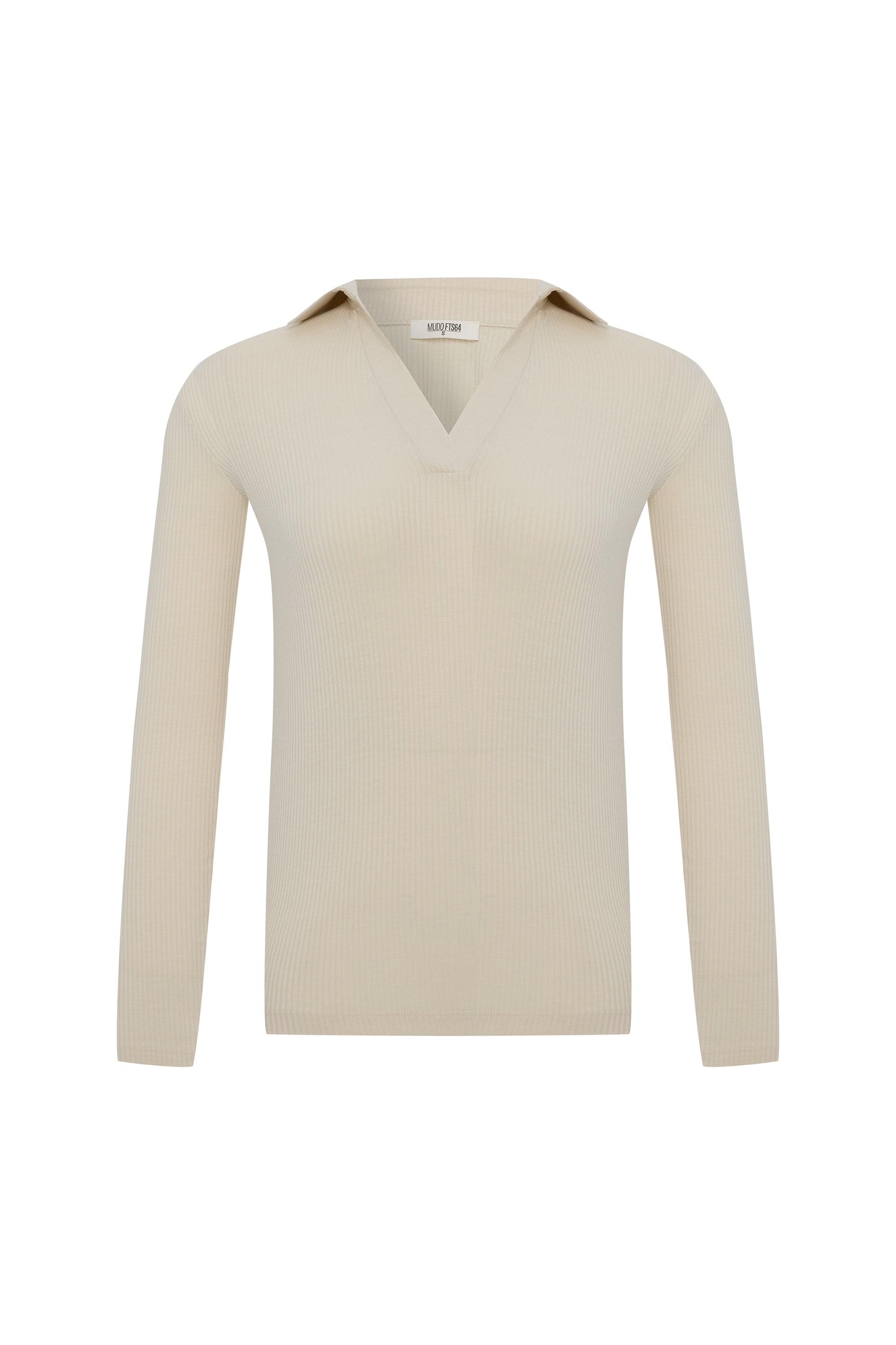 POLO YAKA FİTİLLİ UZUN KOLLU T-SHIRT