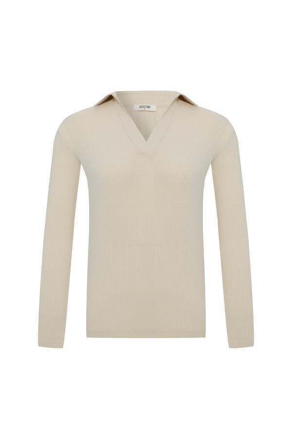 pompompearlページ POLO YAKA FİTİLLİ UZUN KOLLU T-SHIRT | mudo