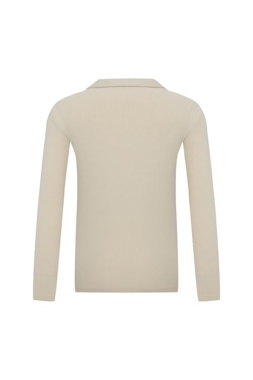  POLO YAKA FİTİLLİ UZUN KOLLU T-SHIRT