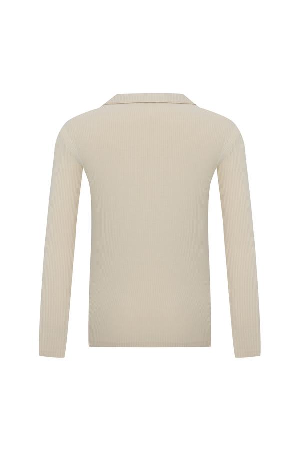 pompompearlページ POLO YAKA FİTİLLİ UZUN KOLLU T-SHIRT | mudo