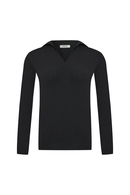  POLO YAKA FİTİLLİ UZUN KOLLU T-SHIRT