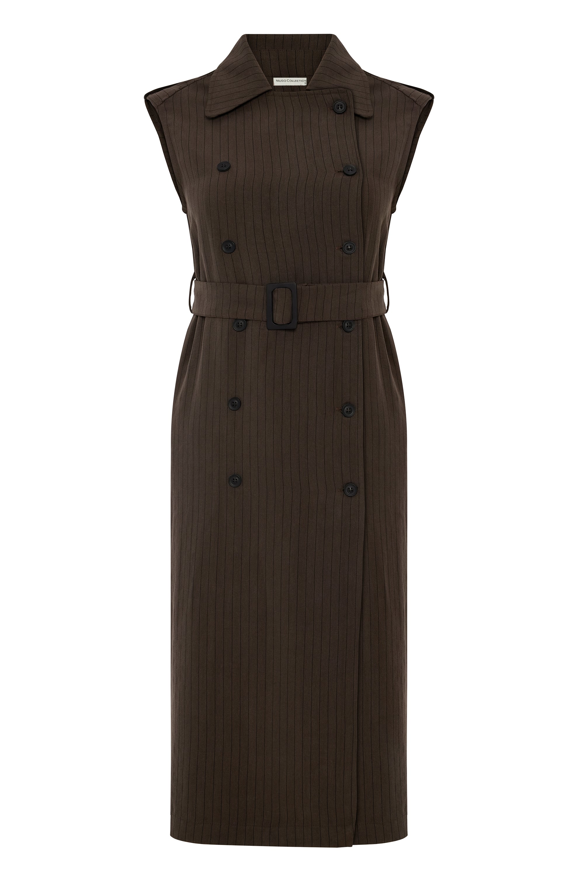 DÜĞME KAPAMALI KEMERLİ MİDİ ELBİSE