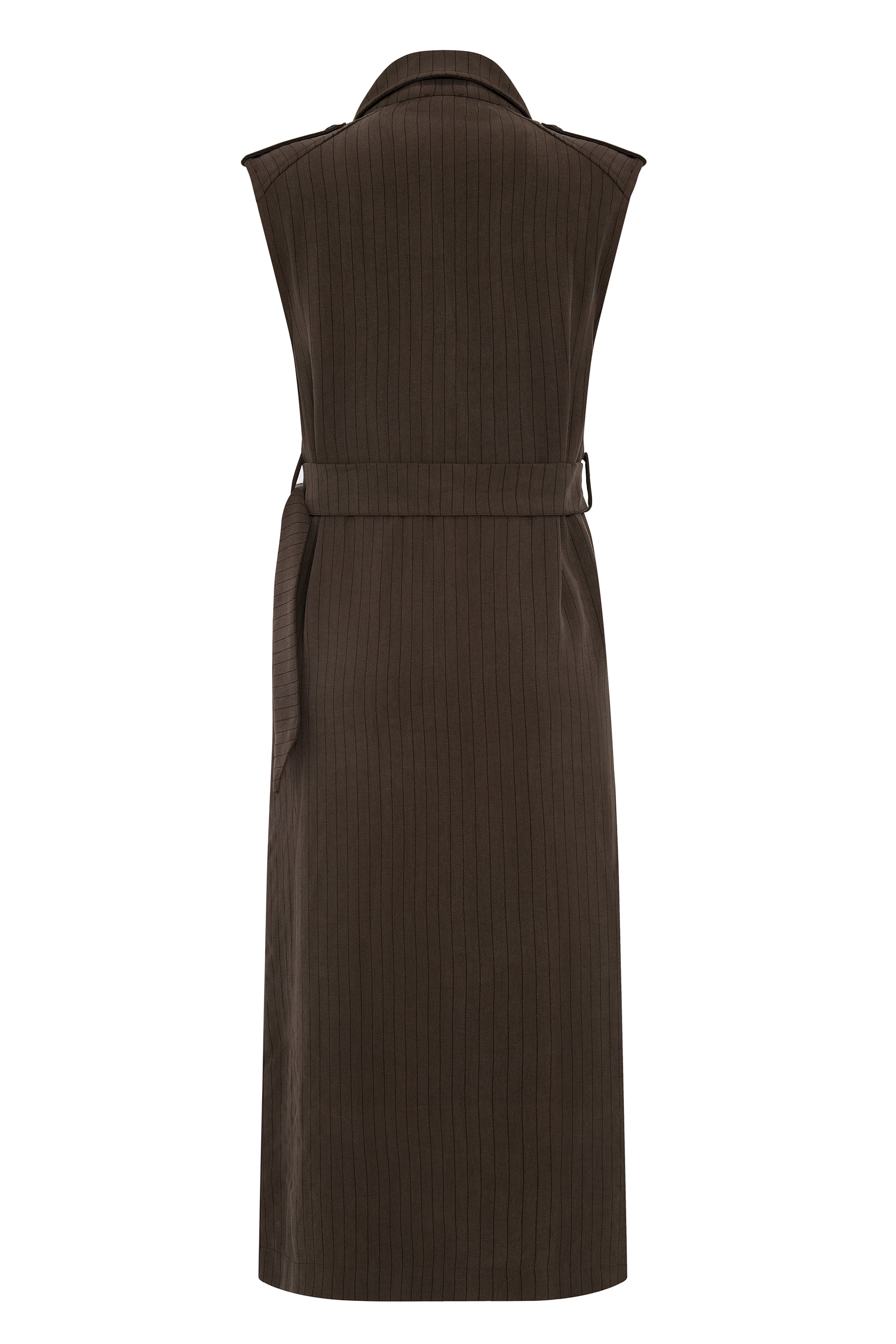 DÜĞME KAPAMALI KEMERLİ MİDİ ELBİSE