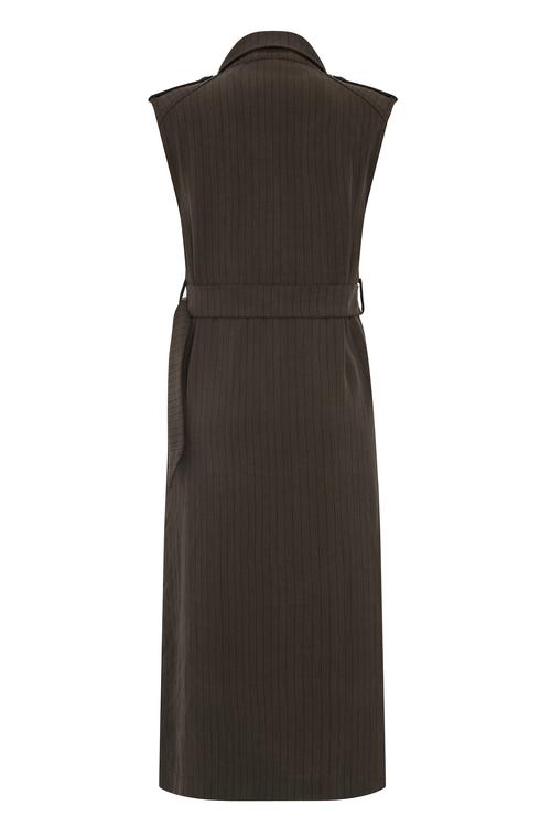  DÜĞME KAPAMALI KEMERLİ MİDİ ELBİSE