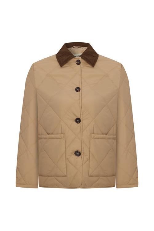  KAPİTONELİ KADİFE YAKA MONT CEKET