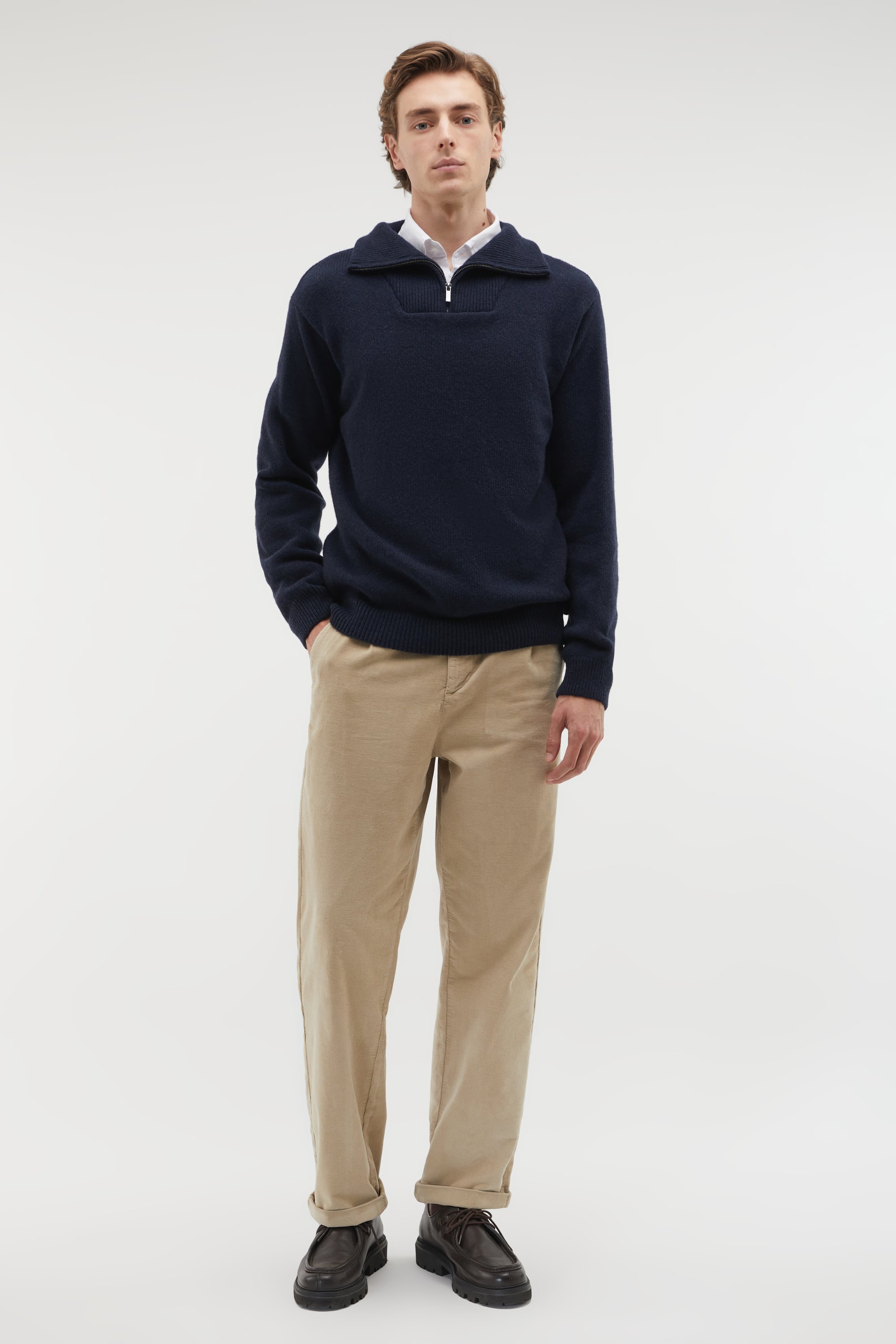 FERMUARLI POLO YAKA YÜN KAZAK