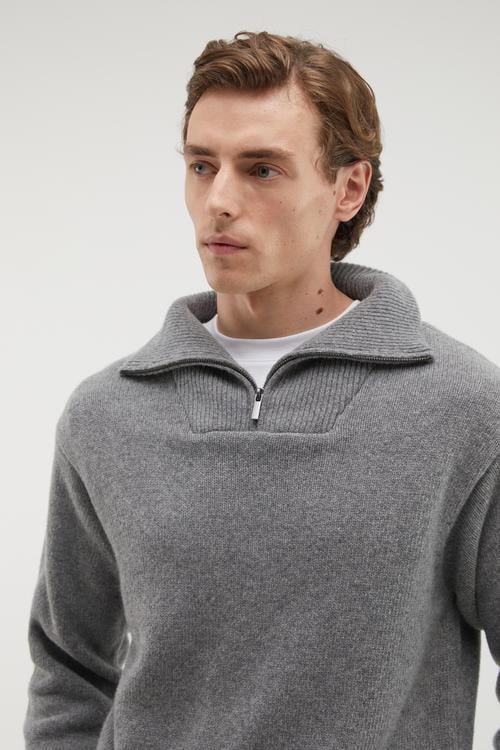  FERMUARLI POLO YAKA YÜN KAZAK