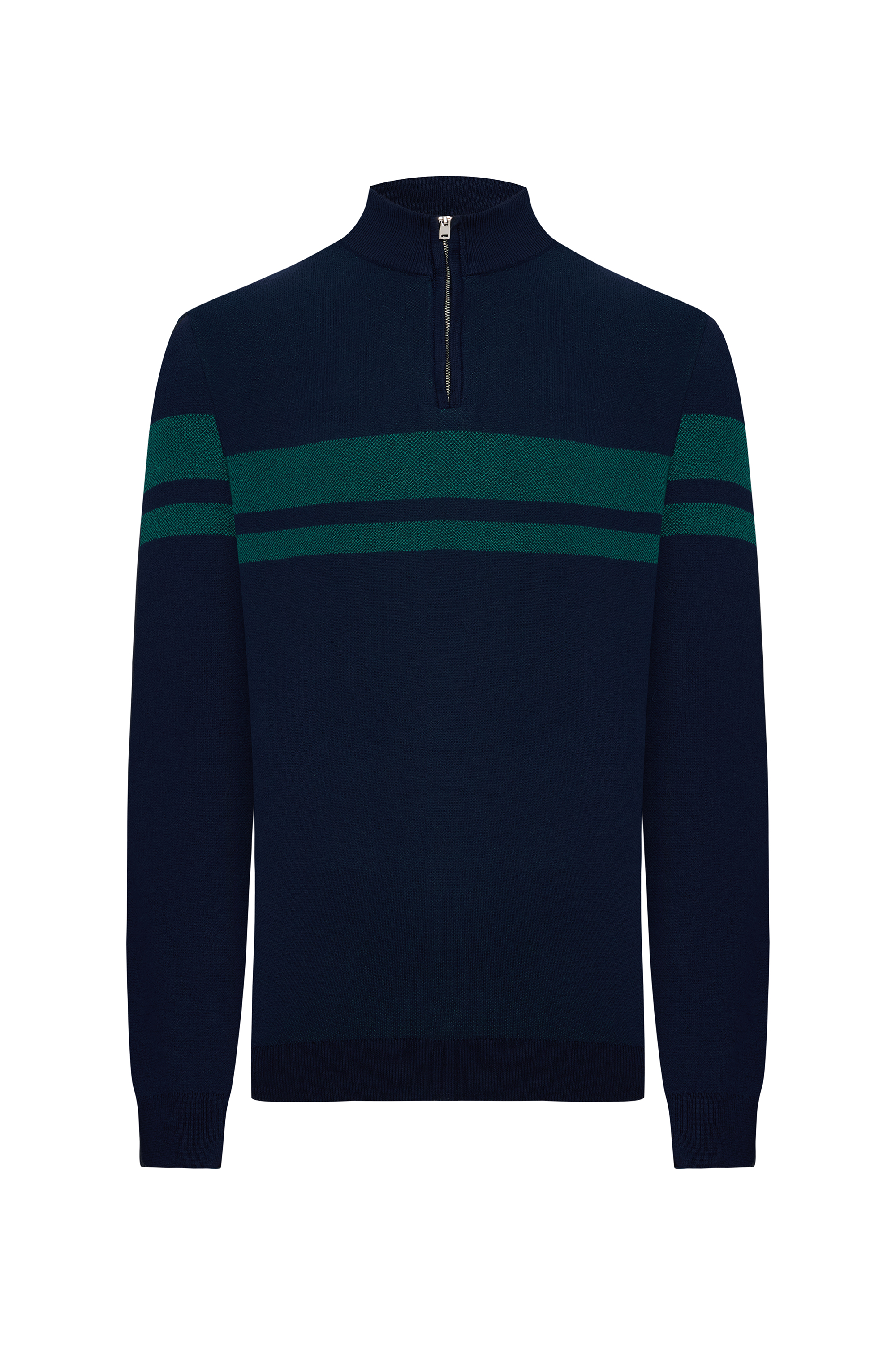 BALIKÇI YAKA RENK BLOKLU KAZAK