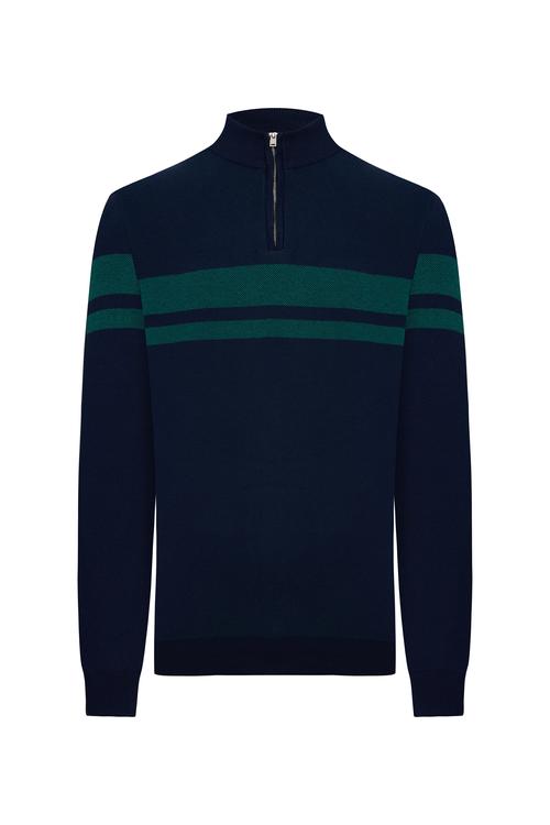  BALIKÇI YAKA RENK BLOKLU KAZAK