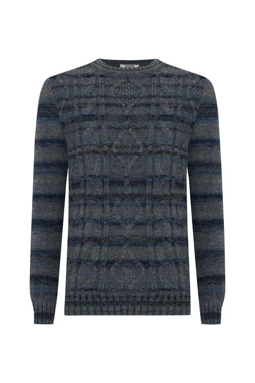 ÖRGÜ DETAYLI BİSİKLET YAKA KAZAK