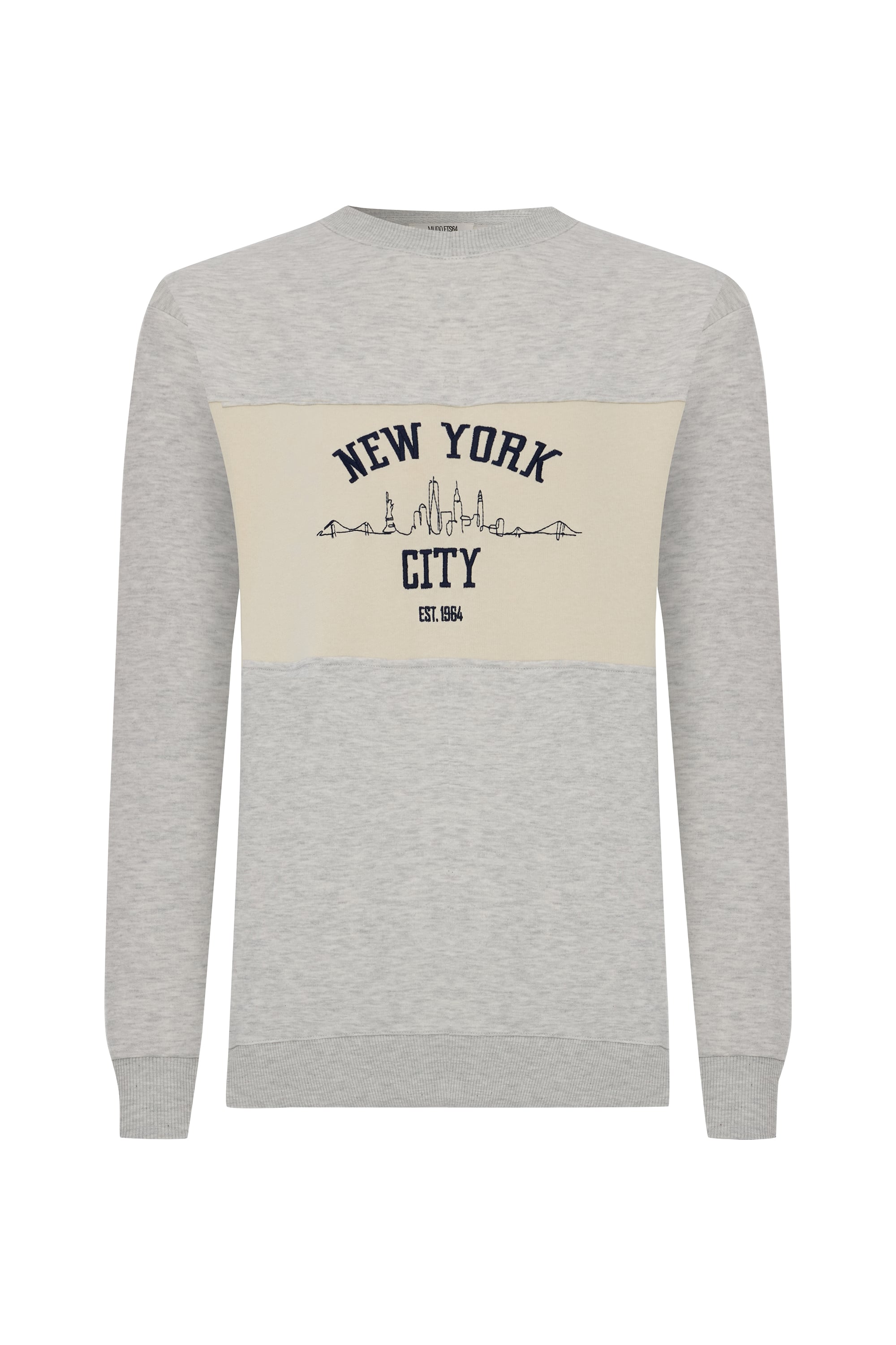 NAKIŞLI OVERSIZE BİSİKLET YAKA SWEATSHIRT