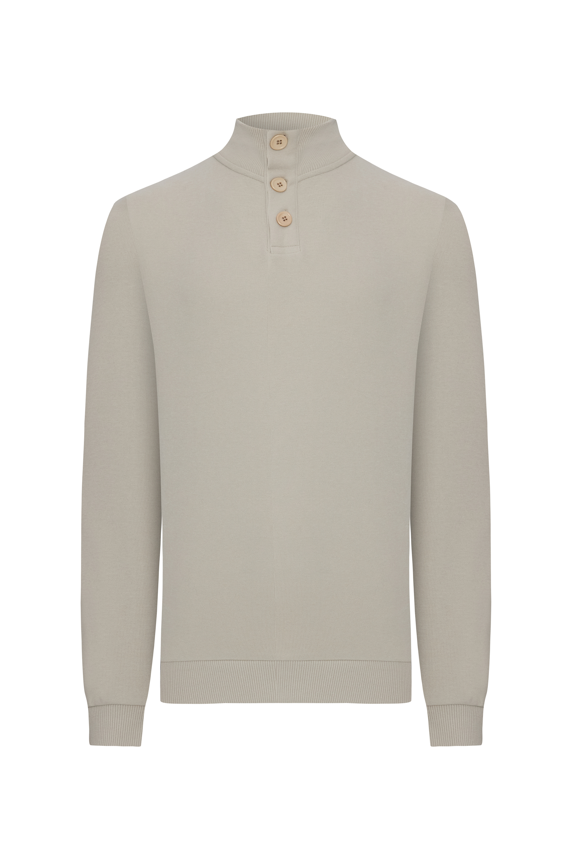 DÜĞMELİ DİK YAKA SWEATSHIRT