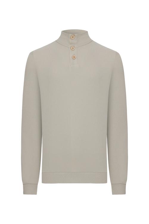  DÜĞMELİ DİK YAKA SWEATSHIRT