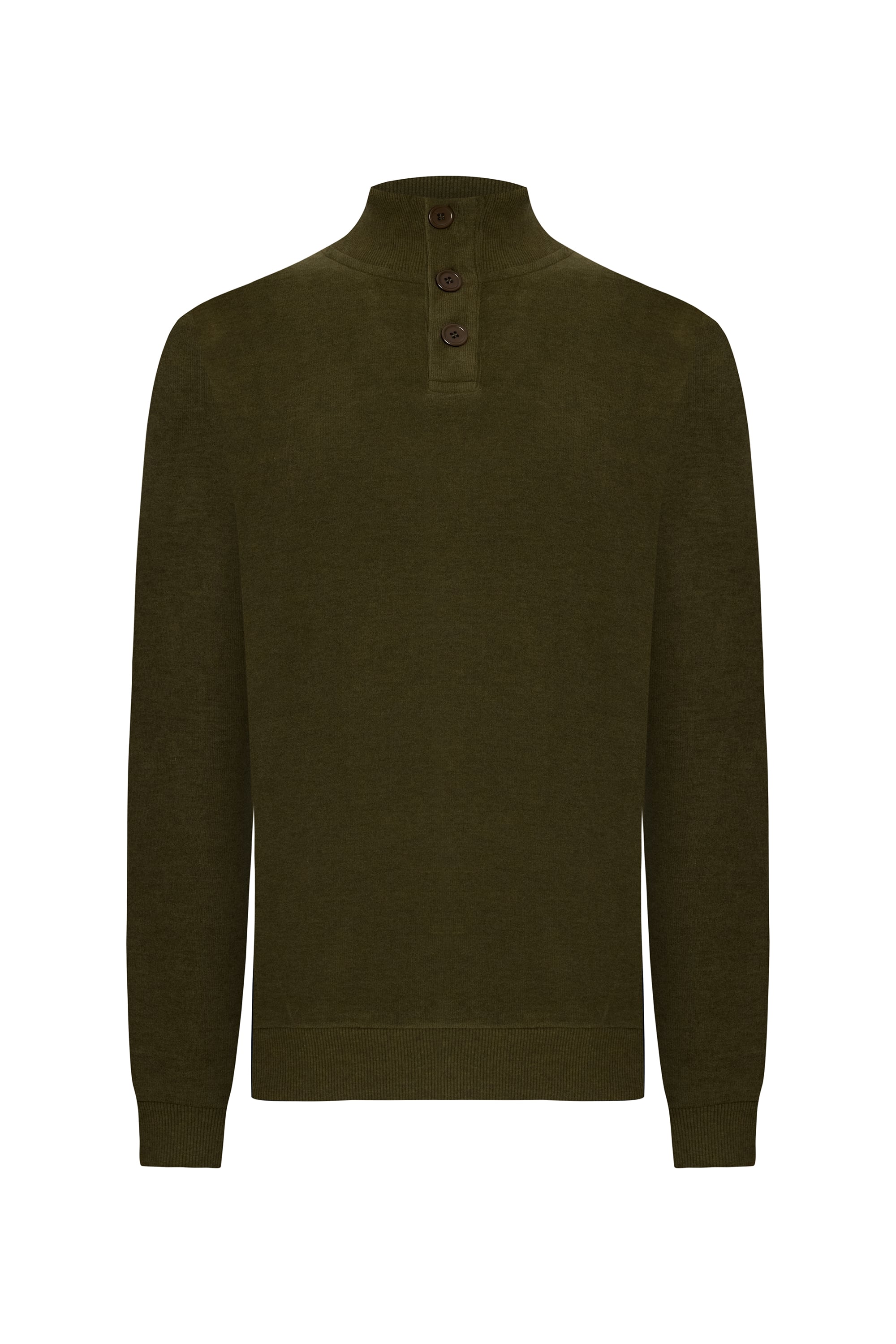 DÜĞMELİ DİK YAKA SWEATSHIRT