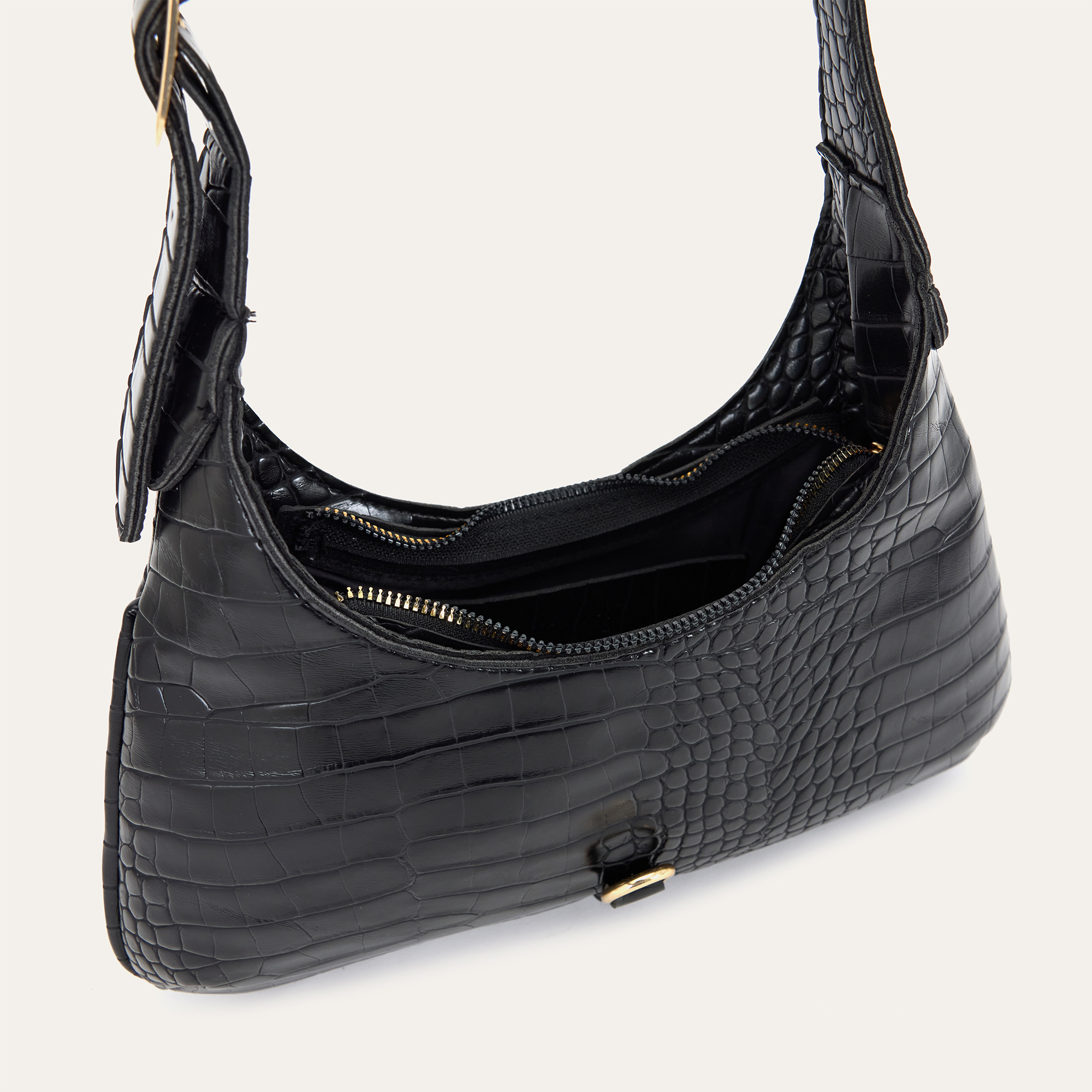 KROKODİL DESENLİ BAGET OMUZ ÇANTASI