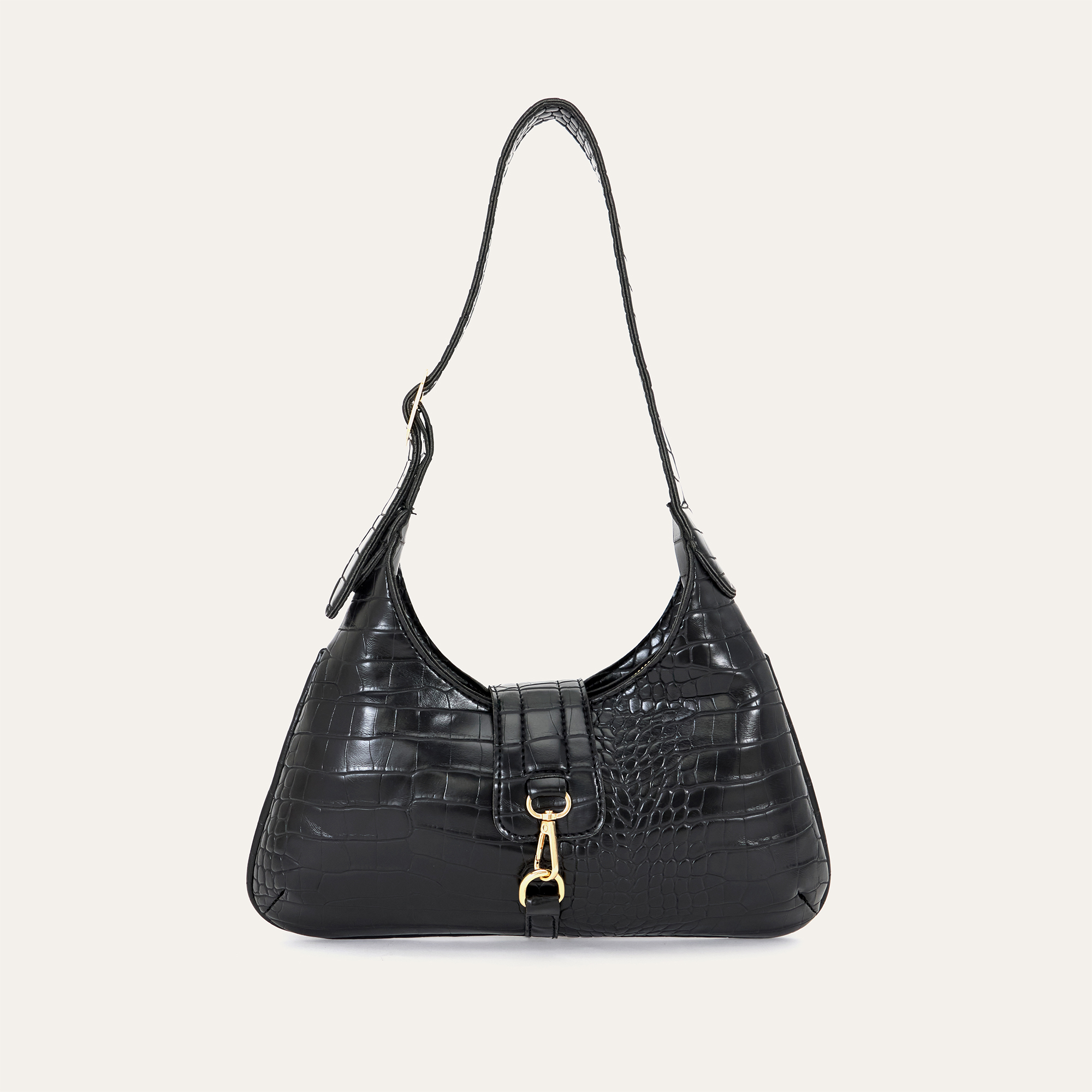 KROKODİL DESENLİ BAGET OMUZ ÇANTASI