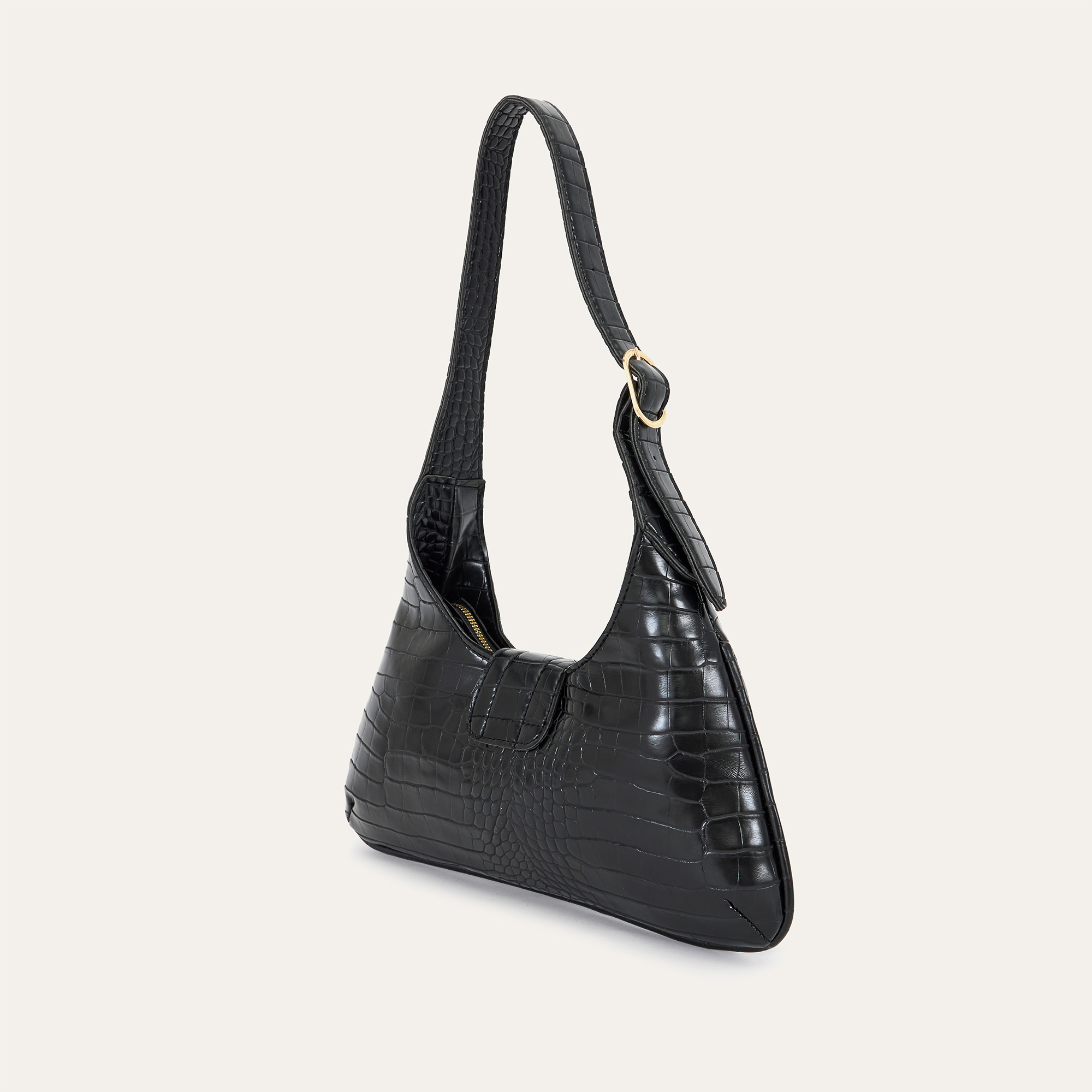 KROKODİL DESENLİ BAGET OMUZ ÇANTASI