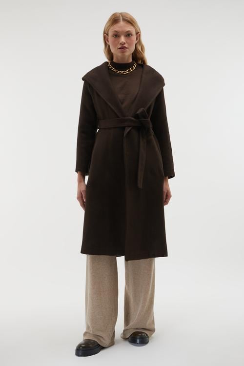 KAPÜŞONLU KUŞAKLI UZUN KAŞE KABAN