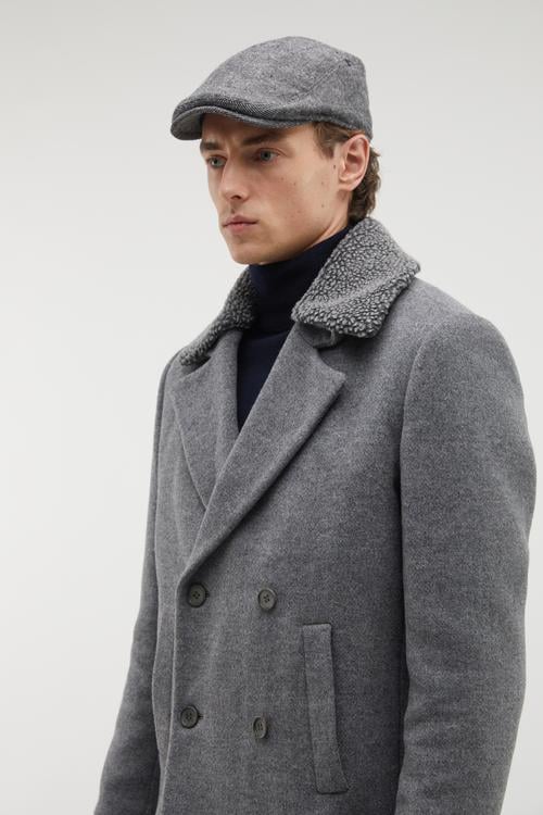 ÇIKARILABİLİR YAKA KRUVAZE KAŞE CEKET