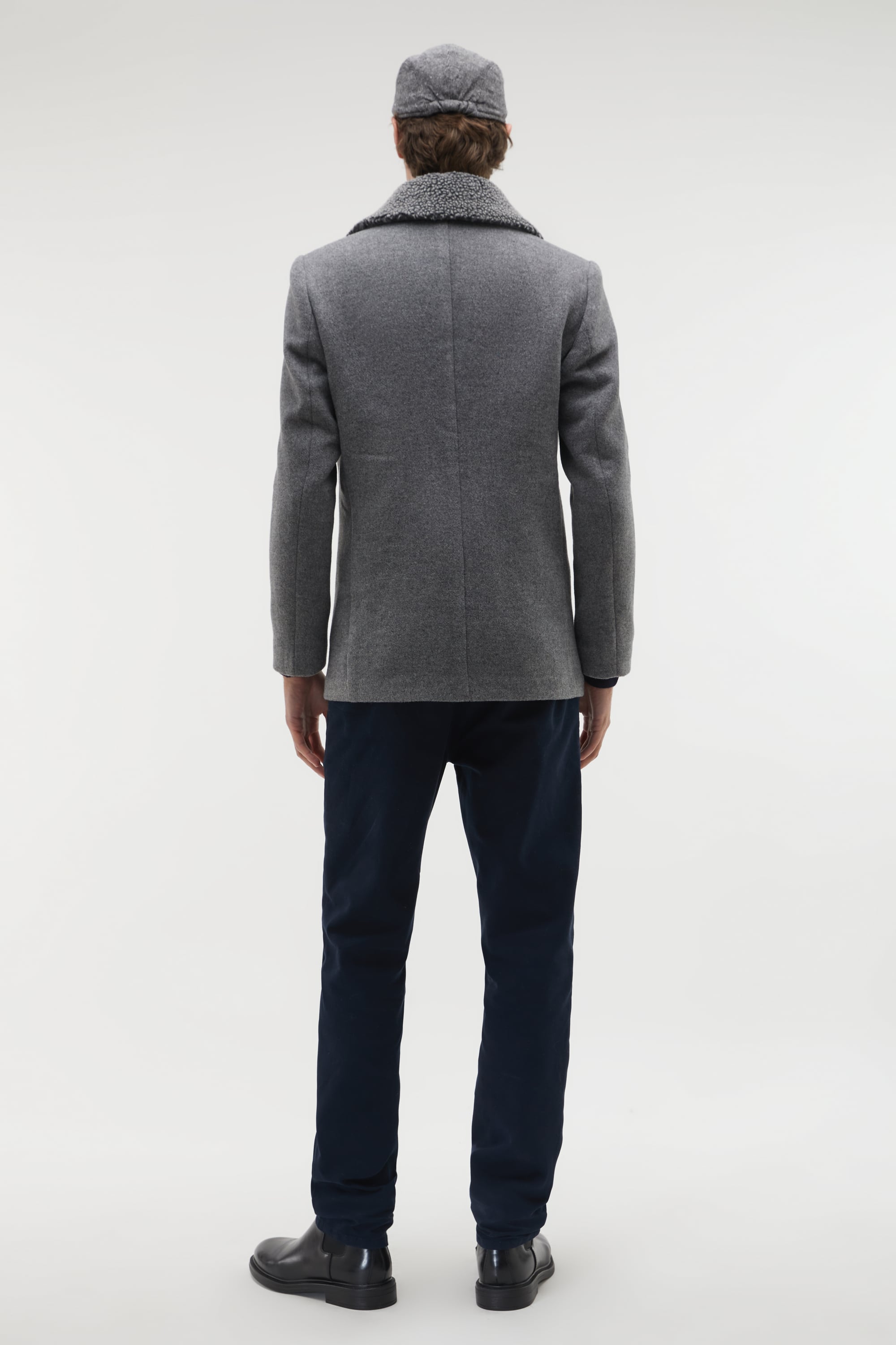 ÇIKARILABİLİR YAKA KRUVAZE KAŞE CEKET