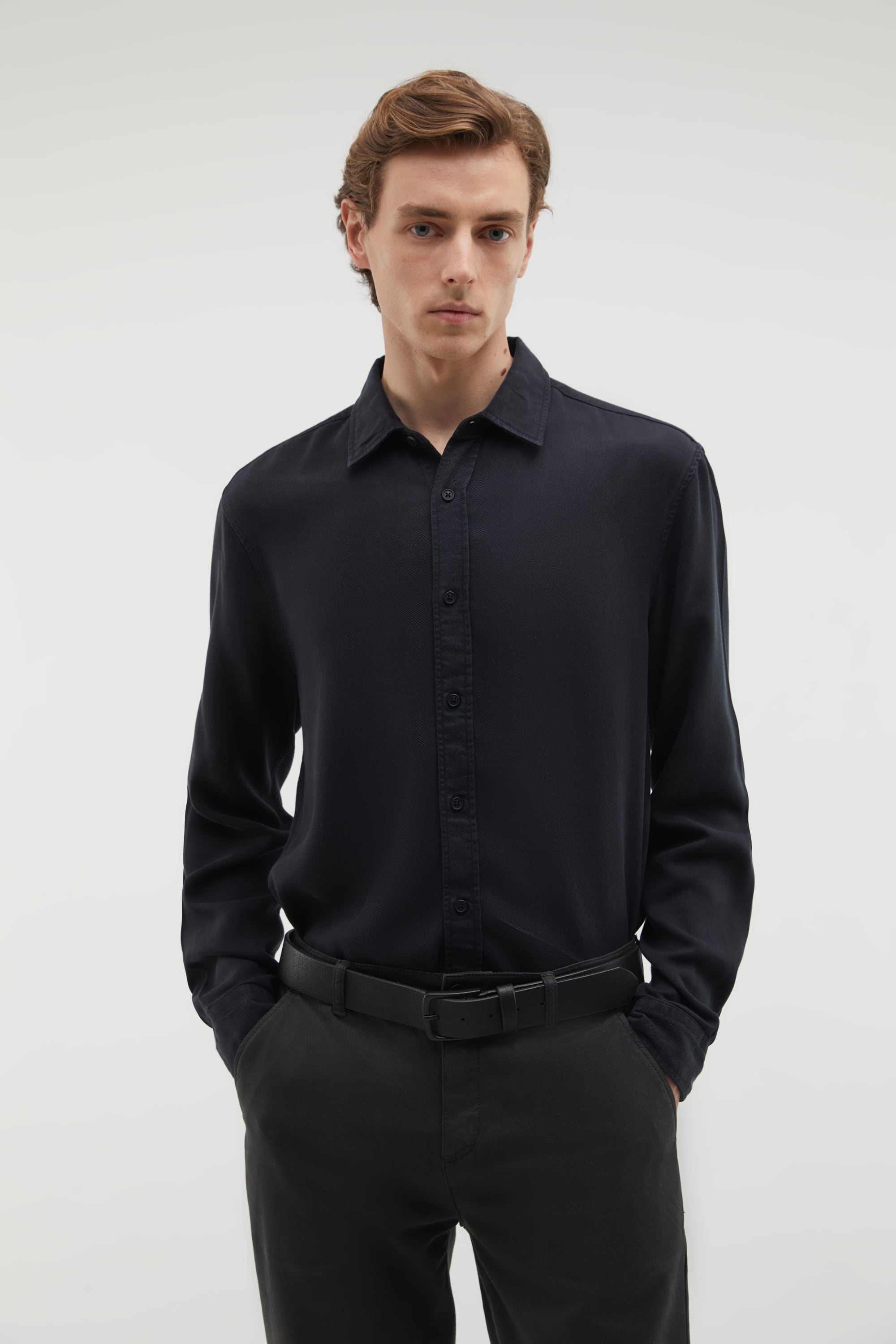 REGULAR FIT LİYOSEL UZUN KOLLU GÖMLEK