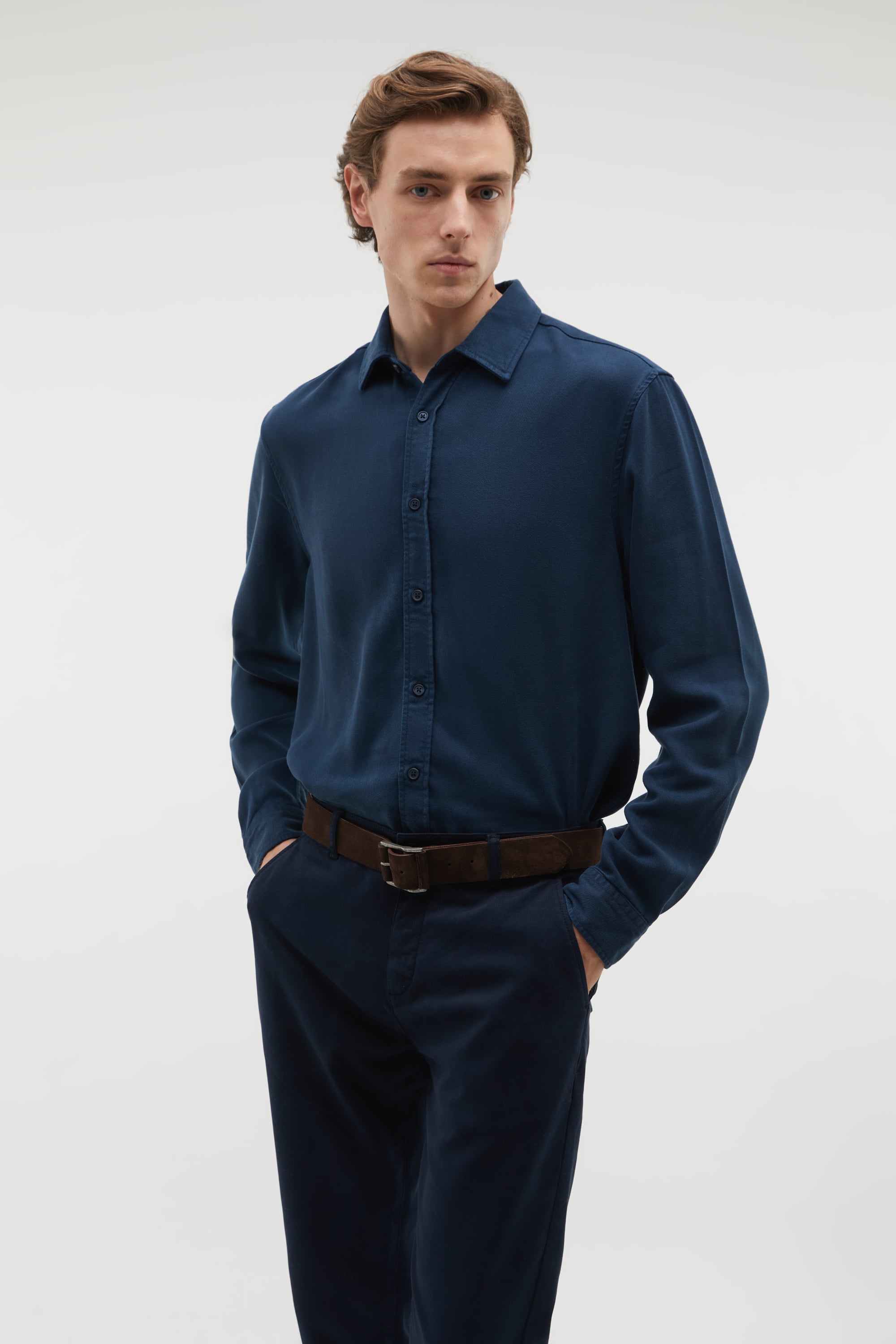 REGULAR FIT LİYOSEL UZUN KOLLU GÖMLEK