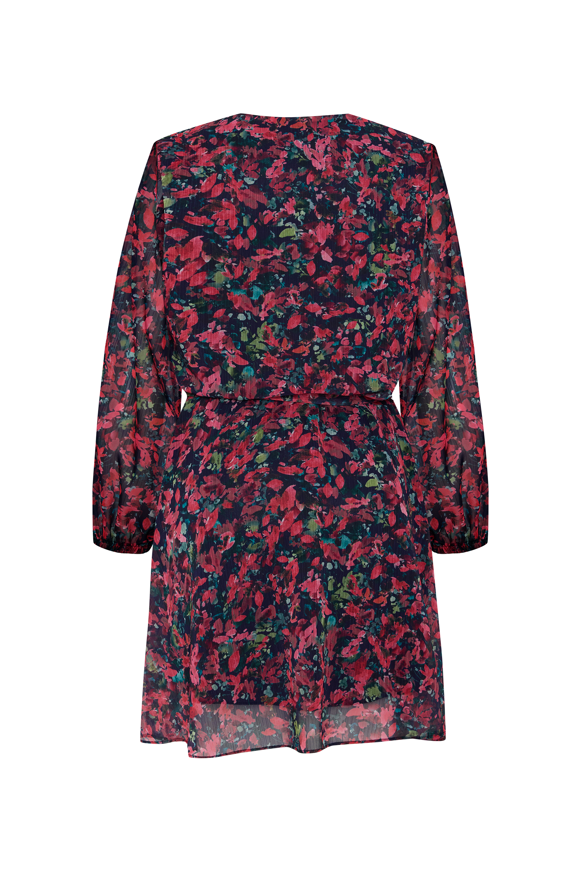 BASKILI BELİ KUŞAKLI MİNİ ELBİSE