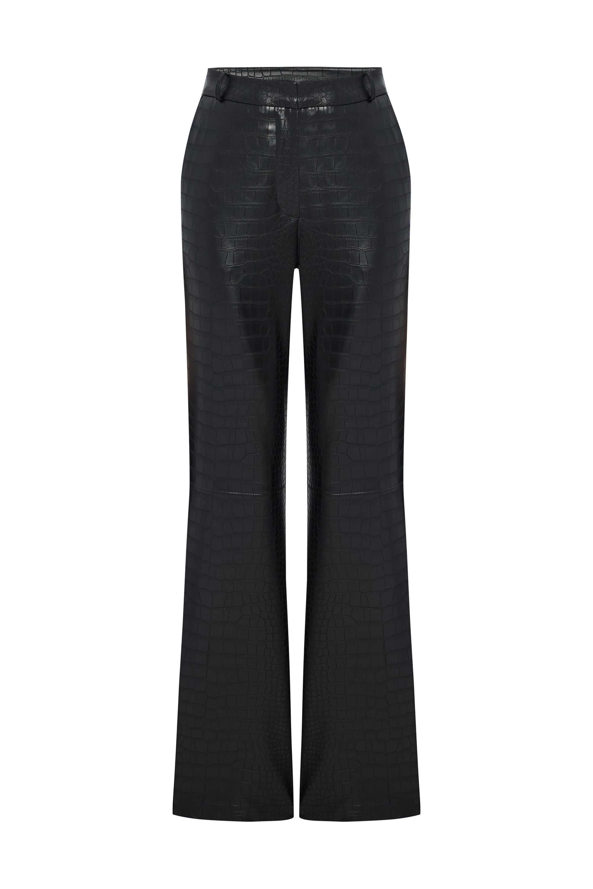 DERİ GÖRÜNÜMLÜ WIDE LEG TEKSTÜRLÜ PANTOLON