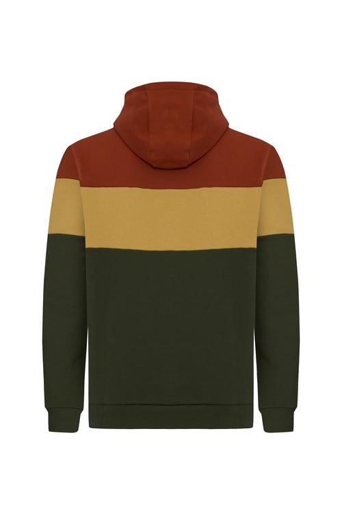  RENK BLOKLU KAPÜŞONLU SWEATSHIRT