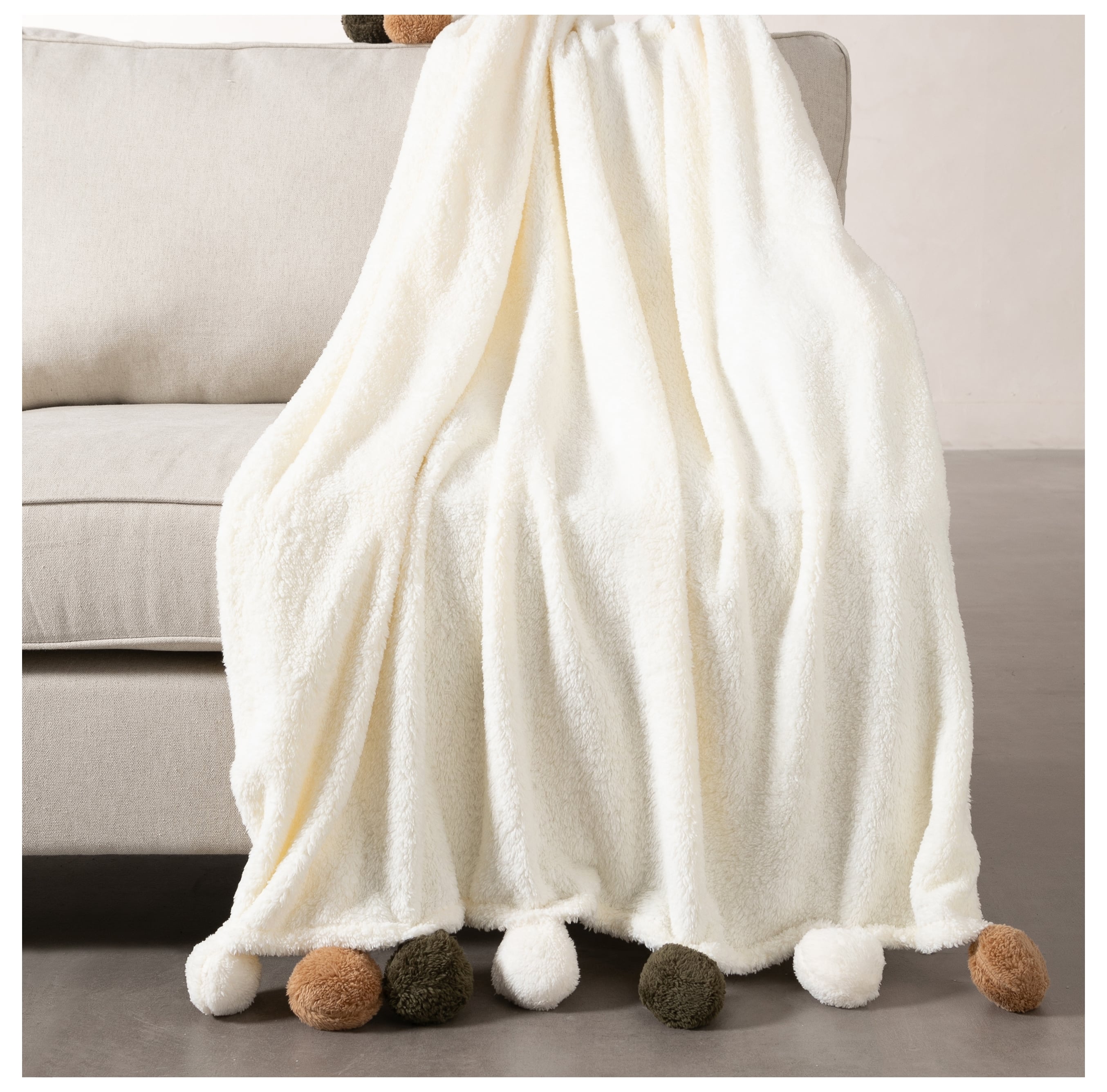 PONPONLU DİZ ÜSTÜ BATTANİYE MULTI 130X160