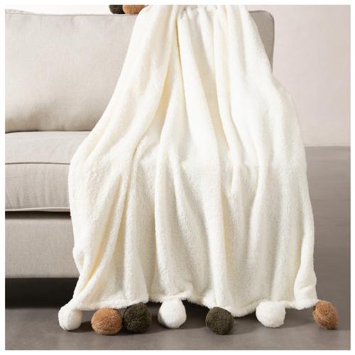  PONPONLU DİZ ÜSTÜ BATTANİYE MULTI 130X160