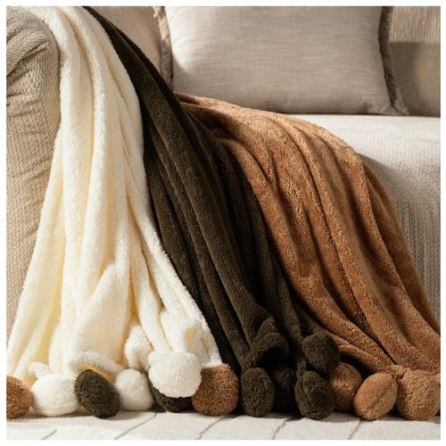  PONPONLU DİZ ÜSTÜ BATTANİYE MULTI 130X160