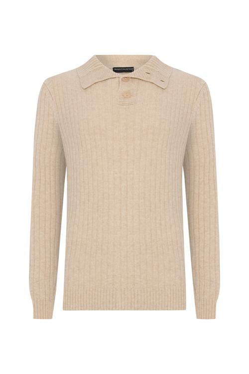 DÜĞMELİ POLO YAKA YÜN KAZAK