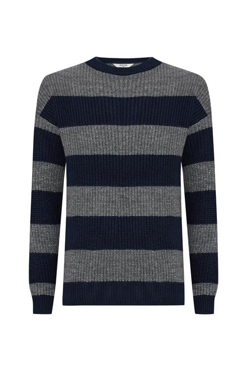 ÇİZGİLİ BİSİKLET YAKA KAZAK