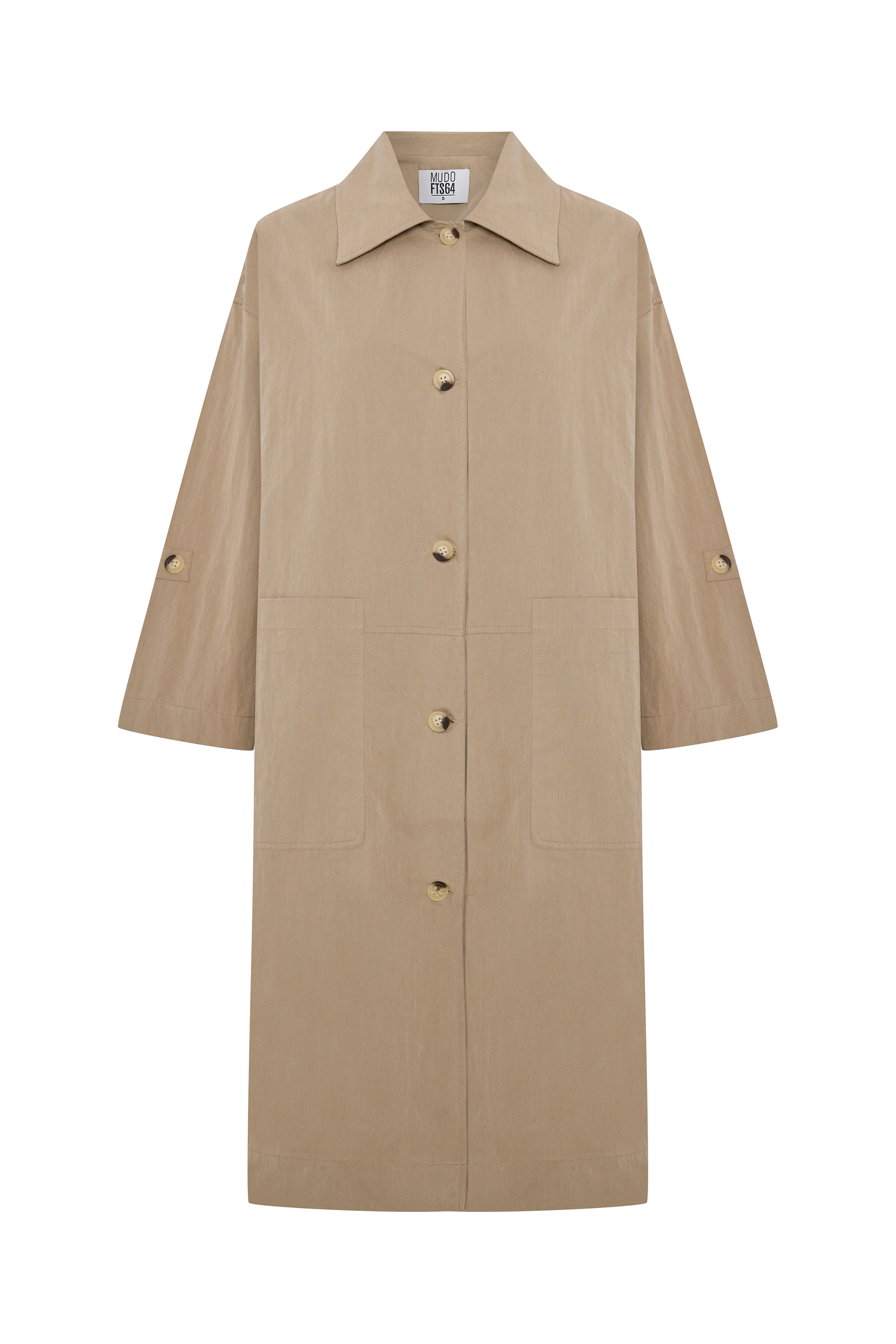 DÜĞMELİ OVERSIZE UZUN TRENÇKOT