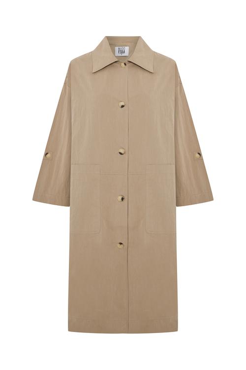  DÜĞMELİ OVERSIZE UZUN TRENÇKOT