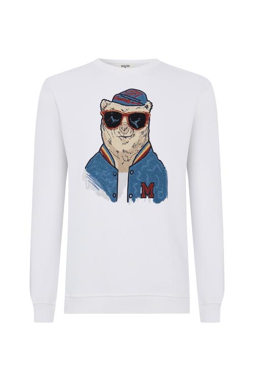  NAKIŞLI BİSİKLET YAKA SWEATSHIRT