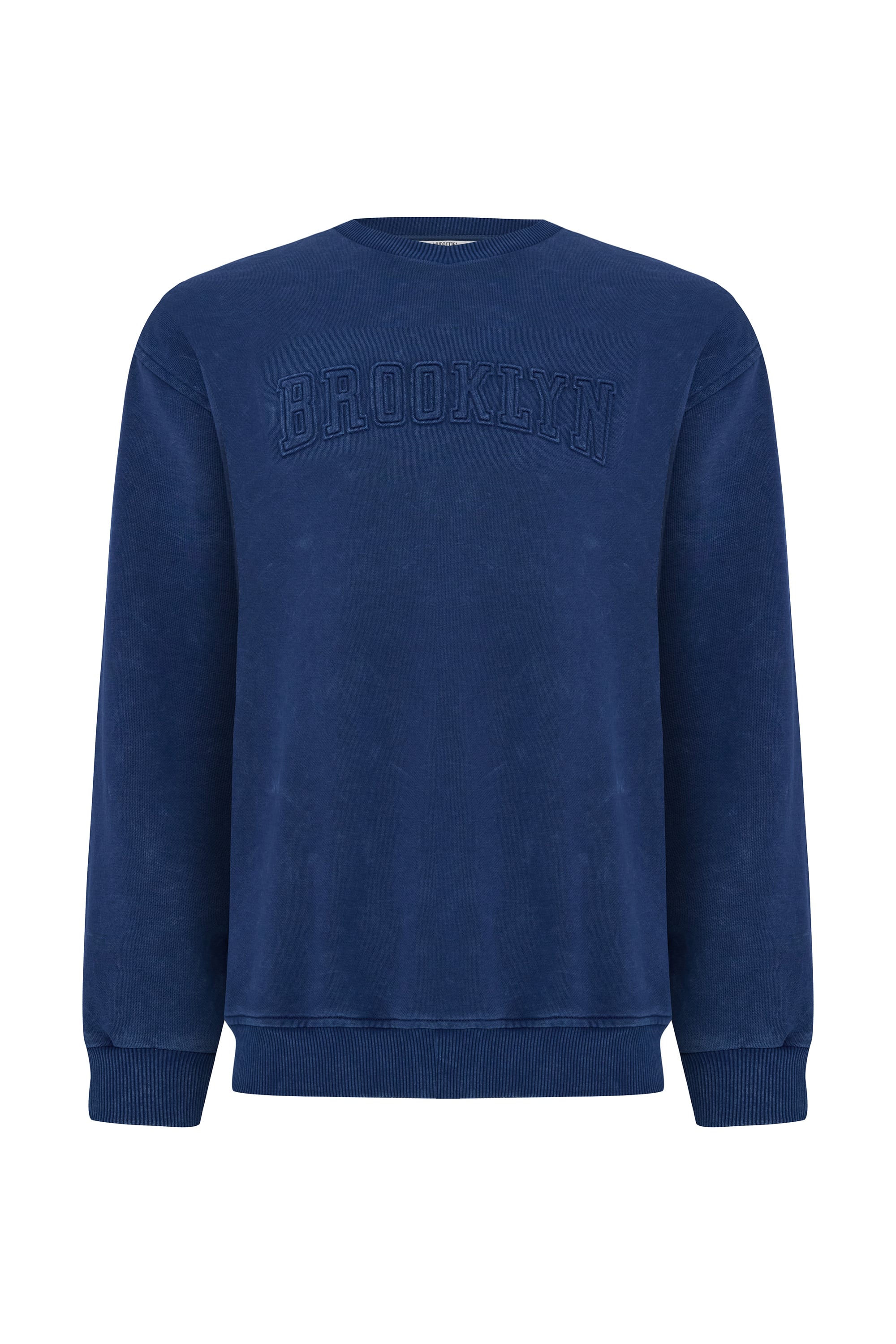 BASKILI OVERSIZE BİSİKLET YAKA SWEATSHIRT