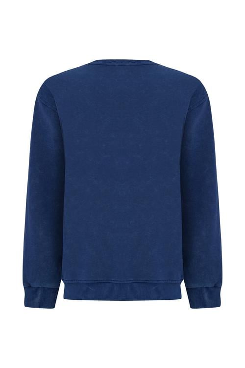  BASKILI OVERSIZE BİSİKLET YAKA SWEATSHIRT