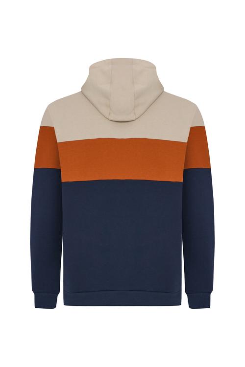  RENK BLOKLU KAPÜŞONLU SWEATSHIRT